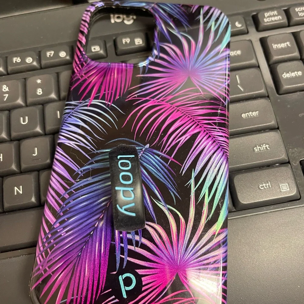 Loopy Case Vibrant Palm Design Phone Case - Black and Pink